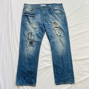 Men's Big & Tall Akademiks Distressed Rip Embroidered Patch Jeans 42 X 32